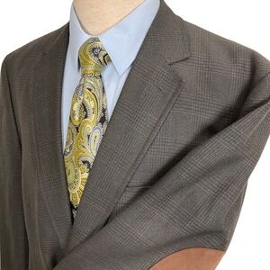 Kenneth‎ Roberts Platinum Blazer Men XL Brown Blue Plaid Berney Elbow Patches